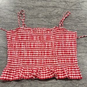 H&M Red Gingham Smocked Camisole